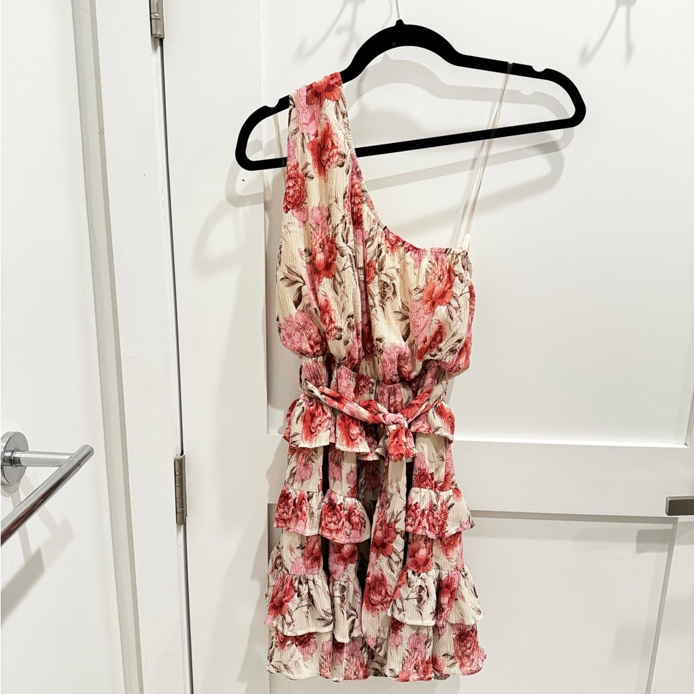 One Shoulder Floral Dress